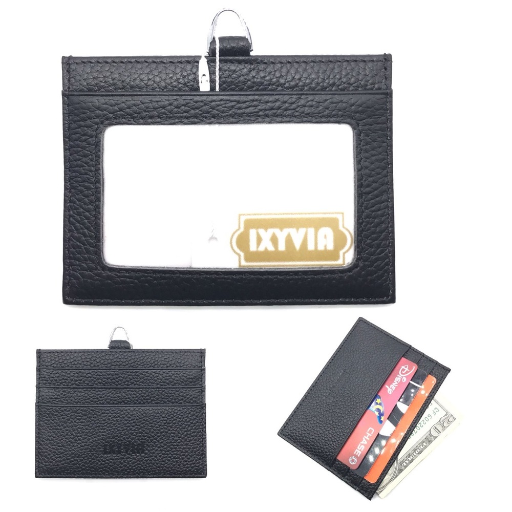 IXYVIA Horizontal Leather ID, Badge card Holder